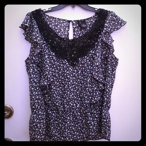 Black print blouse